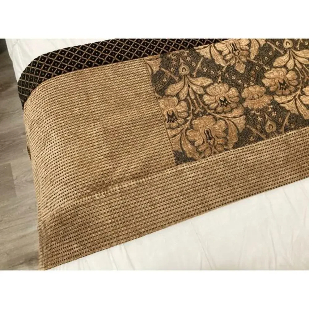 Vintage 1990s Table‎ Runner Set Lot of 2 Brown Gold & Black